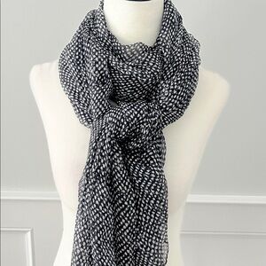 Club Monaco Silk Black and White Dotted Scarf
